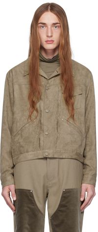 Youth Gray Pleated Faux-Suede Jacket
