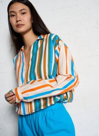 V De Vinster - Chemise rayée en coton - Taille M - Marron