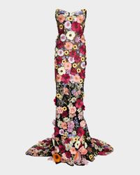 Jasmine Floral-Embroidered Mermaid Gown