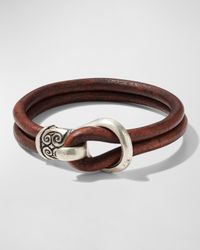 Men's Leather Double Strand Buckle Bracelet