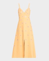 Hendrix Floral Sequined A-Line Midi Dress