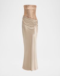 Alexandra Strapless Sequin Draped Dress