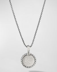 Cable Collectibles Initial Pendant with Diamonds in Silver, 28mm