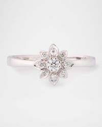 18K White Gold Diamond Flower Band Ring