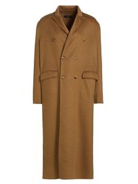 Men's Double-Breasted Wool-Cashmere Overcoat - Camel - Size 40