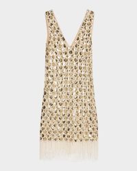 Eastyn Sleeveless Metallic Fringe Mini Shift Dress