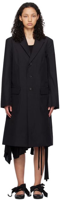Y-3 Black Atelier Peaked Lapels Coat