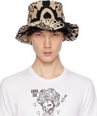 Anna Sui Black Beardsley Tapestry Oversized Brim Bucket Hat