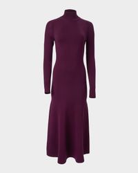 Turtleneck Wool-Blend Midi Dress