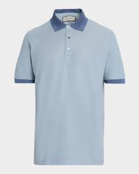 Men's Contrast-Trim Cotton Pique Polo Shirt