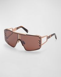 Le Masque Brown Titanium & Acetate Shield Sunglasses