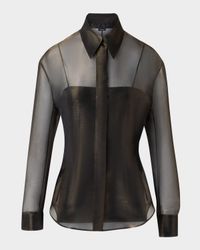 Button Down Silk Organza Blouse with Tank