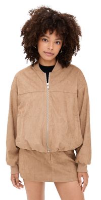 Madison the Label Deserae Faux Suede Jacket Tan L