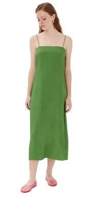 Tibi Summer Acetate Crinkle Slip Dress Chartreuse 0