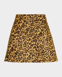 Celine Leopard-Print Calf Hair Skirt