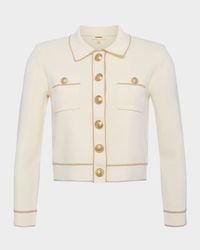 Neo Contrast-Trim Cropped Cardigan