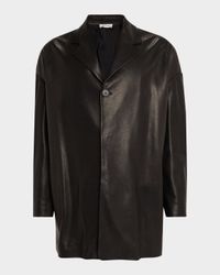 Men's Oversized Single-Breasted Leather Blazer