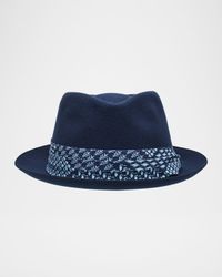 Men's Bandana-Trim Wool Panama Hat