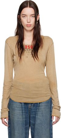 Dsquared2 T-shirt à manches longues ajusté marbré beige
