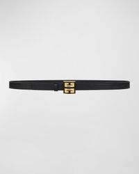 4G Leather & Brass Skinny Belt