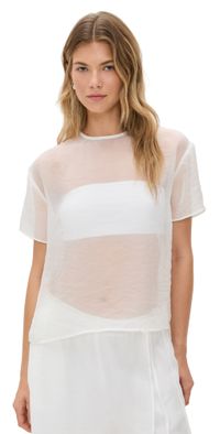 Simonett Sheer Short Sleeve Blouse White S/M