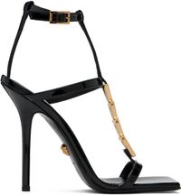 Versace Black V2025 Chain Patent 105 mm Heeled Sandals