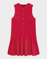 Drop-Waist Crunch Linen Mini Dress