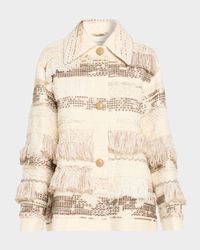Interlace Jacquard & Handwoven Fringe Coat