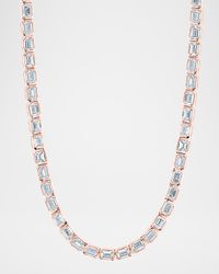 x Danielle Klein 18K Gold East-West Emerald-Cut Bezel Diamond Tennis Necklace, 16"L, 23.40tcw
