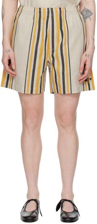 Bode Short beige et orange à rayures Namesake