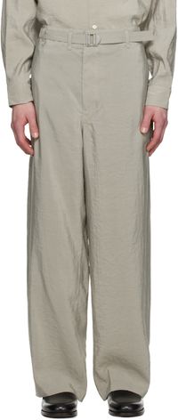 LEMAIRE Gray Seamless Belted Trousers