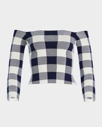 Vale Gingham Off-Shoulder Knit Top