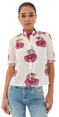 Alix of Bohemia Winn Fuchsia Poppy Shirt Off-White XS