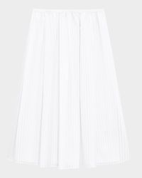 Stripe Pleated Midi Skirt