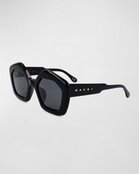 Logo Acetate Butterfly Sunglasses