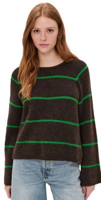 American Vintage Vitow Sweater Café Chine Rayures Trefle L