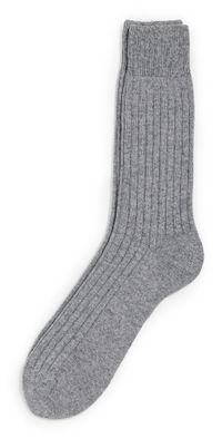 NN07 Wool Cashmere Rib Socks Grey Melange One Size
