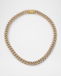 18K Yellow Gold Cuban Link Diamond Necklace, 16"L, 15.43