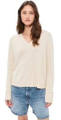 Jenni Kayne Simone V Neck Pullover Ivory XXL