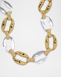 Liquid Lucite Gold Link Necklace, Clear