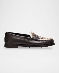 Leather and Pony Hair Penny Loafers