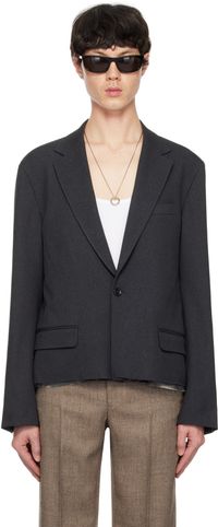 International Gallery BEAMS Gray Cut-Off Short Blazer