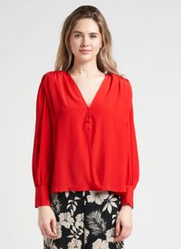Pinko - Blouse ample à Col V - Taille 46 - Rouge