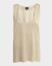 Chain-Necklace Scoop-Neck Shiny Viscose Jersey Tank Top