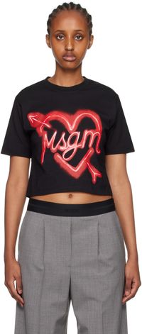 MSGM Black Heart T-Shirt