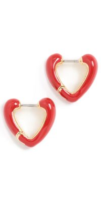 Gorjana Amour Heart Huggies Gold/Red Enamel One Size