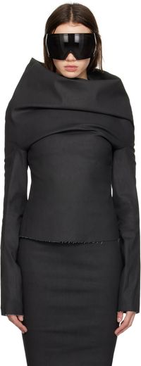Rick Owens Black Porterville Draped LS Blouse