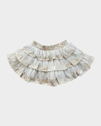 Girl's Charlie Ruffle-Print Skirt, Size 12M-12