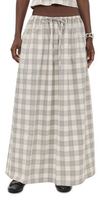 Lioness Sweet Escape Maxi Skirt Smoke Plaid XS