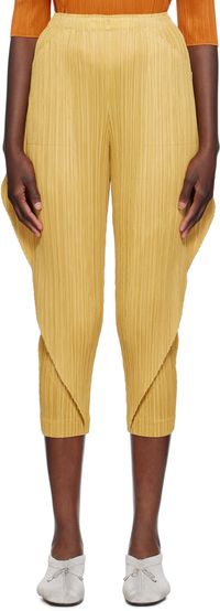 PLEATS PLEASE ISSEY MIYAKE Yellow Thicker Bottoms 1 Trousers